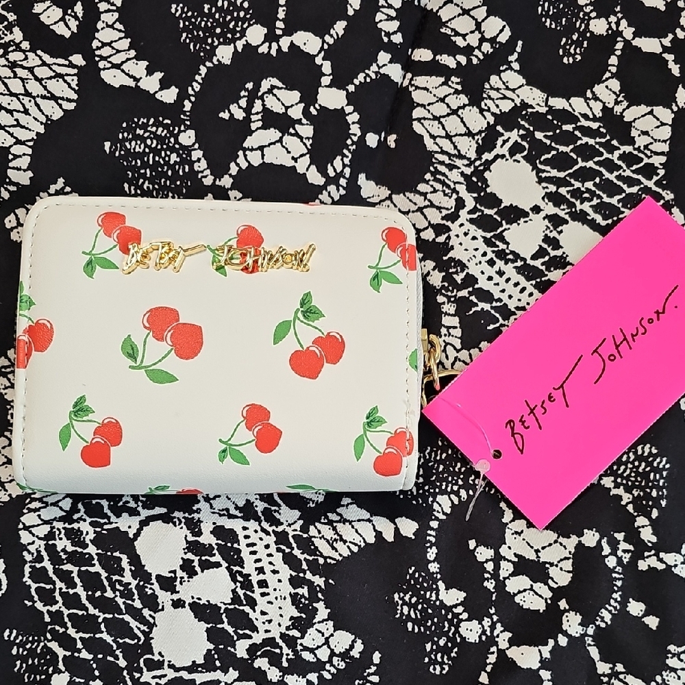 Betsey Johnson Cream Wallet with Cherry Design
